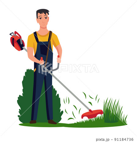 Professional gardener working on backyard and... - Stock Illustration  [91184736] - PIXTA