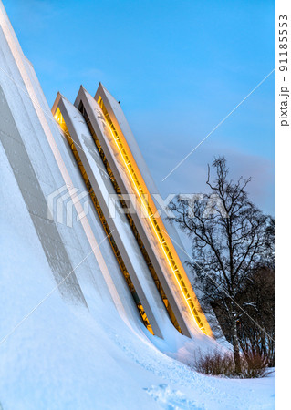 Arctic Cathedral in Tromso, Polar Norway on a winter evening 91185553