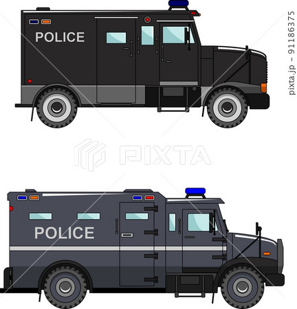 Police car on a white background in a flat style 91186375