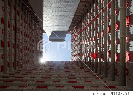 flags for celebrate the 25th anniversary of the establishment of the Hong Kong Special Administrative in Ping Shek Estate, Hong Kong 91187251