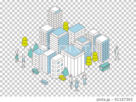 Isometric vector illustration of office district 91187365