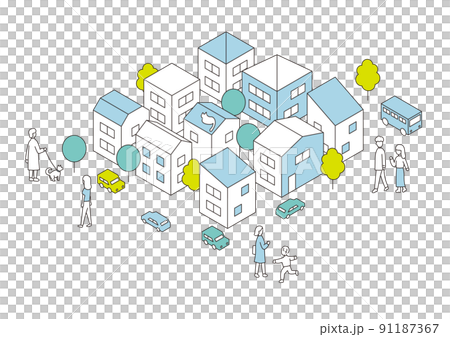 Residential area isometric vector illustration Residential area isometric vector illustration 91187367
