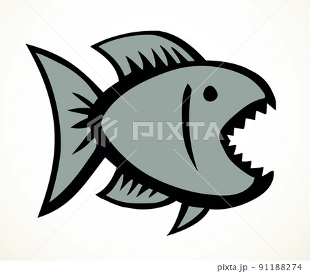 Piranha fish. Vector drawing icon 91188274