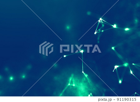 Abstract Blue Geometrical Background. Connection structure. Science background. Futuristic Technology сonnecting dots and lines. Big data visualization and Business 91190315