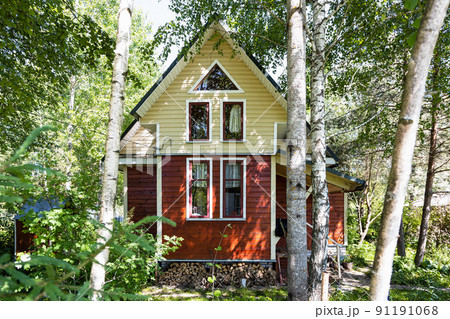 summer cottage in holiday village in sunny day 91191068