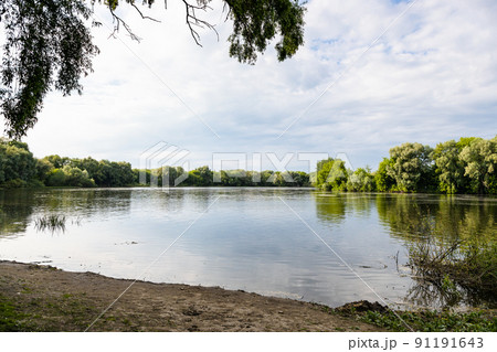 view of Moskva river near square in Old Kolomna 91191643