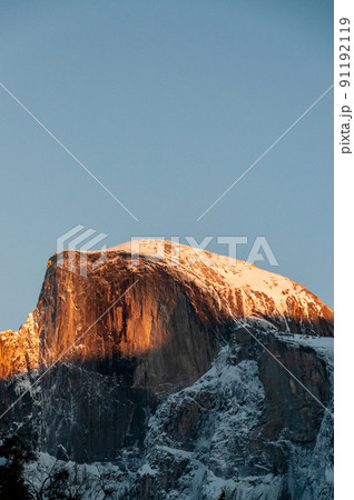 Half dome illuminated by the setting sun 91192119