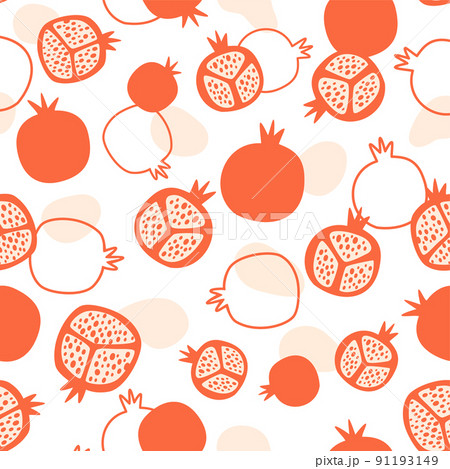 Pomegranate pattern. Abstract pomegranate seamless pattern, pomegranate background. Stylized fruits 91193149