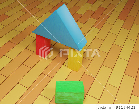 カラフルな積み木 91194421