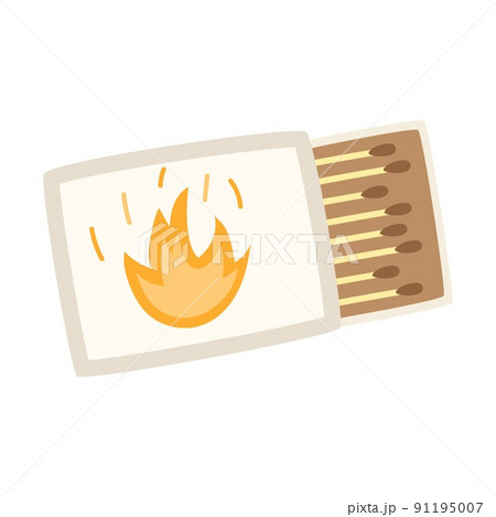 A matchbox with matches. Camping igniter. A fire starter. Equipment for tourism, travel, picnic, hiking, sports. Flat vector illustration isolated on a white background. A matchbox with matches. Camping igniter. A fire starter. Equipment for tourism, travel, picnic, hiking, sports. Flat vector illustration isolated on a white background. 91195007