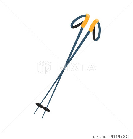Trekking poles for hiking in the mountains. Equipment for tourism, travel, hiking. Flat vector illustration isolated on a white background. Trekking poles for hiking in the mountains. Equipment for tourism, travel, hiking. Flat vector illustration isolated on a white background. 91195039