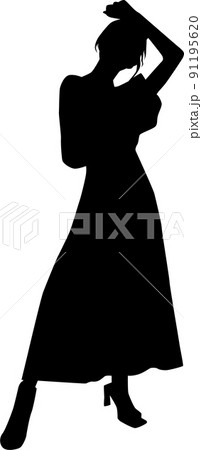 オシャレ女性Aイラストモデルシルエット4 91195620