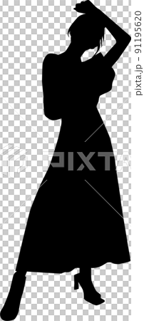 オシャレ女性Aイラストモデルシルエット4 91195620