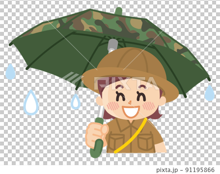 迷彩傘，微笑的探險女孩，童子軍冒險，戶外 91195866