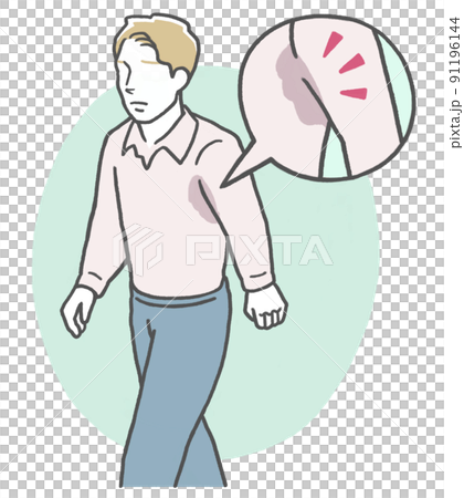 仕事中、シャツに脇汗のシミが出来て悩む西洋人男性 仕事中、シャツに脇汗のシミが出来て悩む西洋人男性 91196144