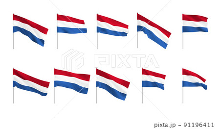 Netherlands flags. Set of national realistic Netherlands flags. 91196411