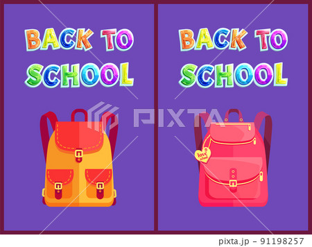Back to School Set of Posters Vector Illustration 91198257