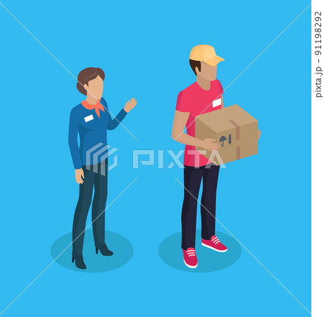 Delivery Man and Manager Woman Vector Illustration Delivery Man and Manager Woman Vector Illustration 91198292