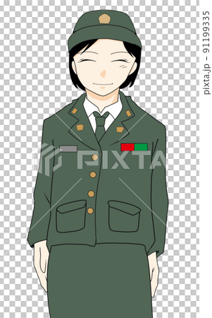 微笑む女性自衛官のイラスト 91199335