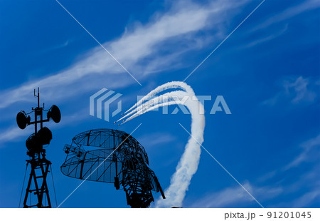 Air defense raiders of military mobile anti-aircraft complexes (radar is designed and automatic tracking of targets and missiles) against the background of the flight of modern combat fighters,Russia Air defense raiders of military mobile anti-aircraft complexes (radar is designed and automatic tracking of targets and missiles) against the background of the flight of modern combat fighters,Russia 91201045