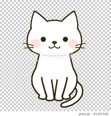 おすわりするシンプルな白猫のイラスト素材 [91201500] - PIXTA