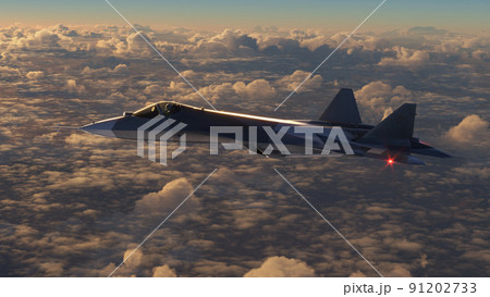 Fifth generation jet aircraft flies above the clouds Fifth generation jet aircraft flies above the clouds 91202733
