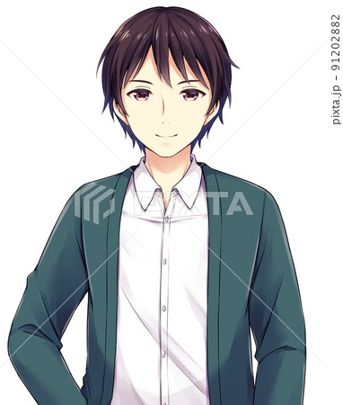 アニメイラスト 男性キャラクター アニメ風の男性キャラクター 微笑みのイラスト素材 [91202882] - PIXTA