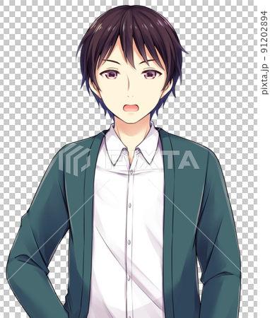 アニメ風の男性キャラクター　びっくり 91202894