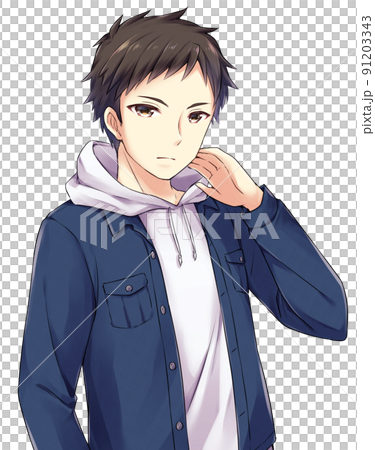 アニメイラスト 男性キャラクター アニメ風の男性キャラクター 真顔のイラスト素材 [91203343] - PIXTA