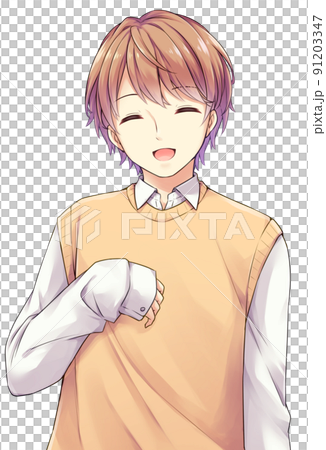 動漫風格的男性角色微笑 91203347