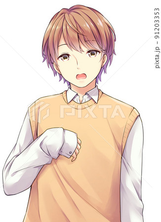 アニメ風の男性キャラクター びっくりのイラスト素材 [91203353] - PIXTA