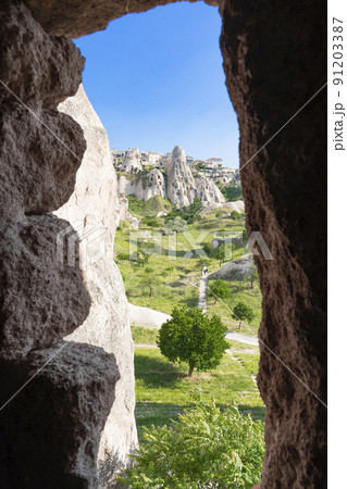 The Valley of Love in Cappadocia and cave settlements Dwellings in the rock of Turkey. 91203387
