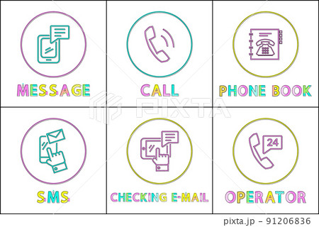 Message and phone book set vector illustration 91206836