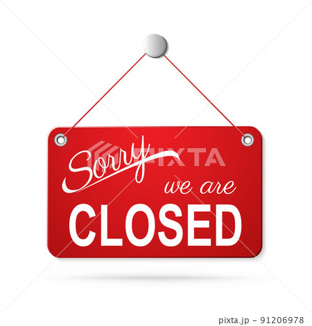 red closed sign on white 91206978