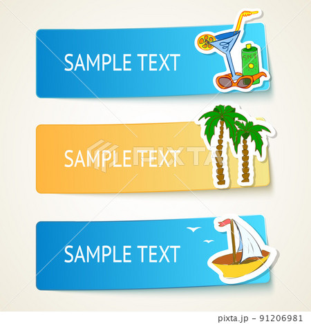 beach banners with hand drawn elements beach banners with hand drawn elements 91206981