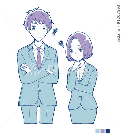 もやもやするスーツの男女 91207893