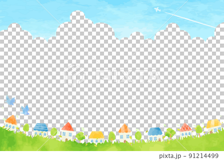 溫馨手繪城市景觀插畫 91214499