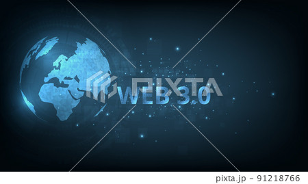 Web 3.0 text on blue technology background. 91218766