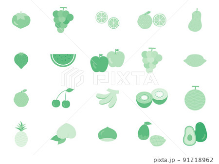 フラットでシンプルなフルーツのセット 91218962