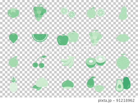 フラットでシンプルなフルーツのセット 91218962