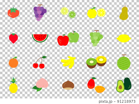 扁平而簡單的水果套裝 91218973