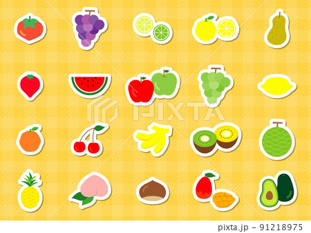 フラットでシンプルなフルーツのセット 91218975