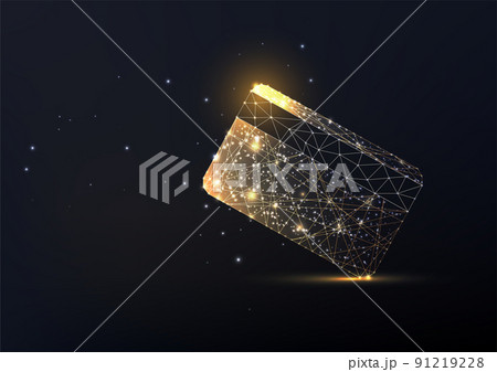 Concept of gold credit card in futuristic glowing low polygonal style on black backgound. Concept of gold credit card in futuristic glowing low polygonal style on black backgound. 91219228
