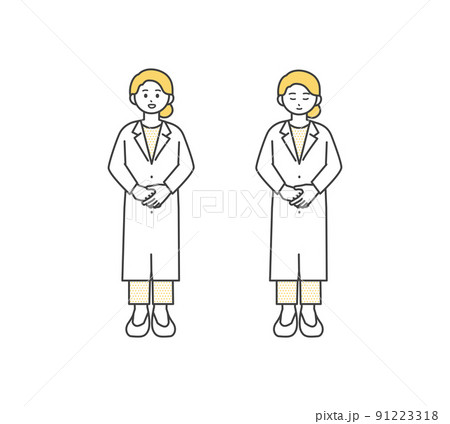 お辞儀をする医療従事者のイラスト素材 お辞儀をする医療従事者のイラスト素材 91223318