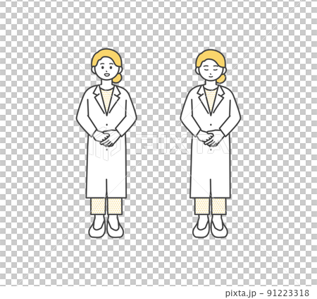 お辞儀をする医療従事者のイラスト素材 お辞儀をする医療従事者のイラスト素材 91223318