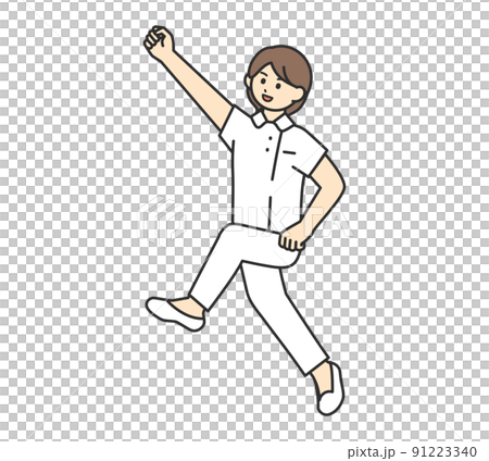 ポジティブな医療従事者の全身イラスト素材 91223340