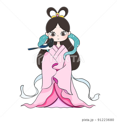 織姫とカササギのイラスト(ぱっちり目) 織姫とカササギのイラスト(ぱっちり目) 91223680