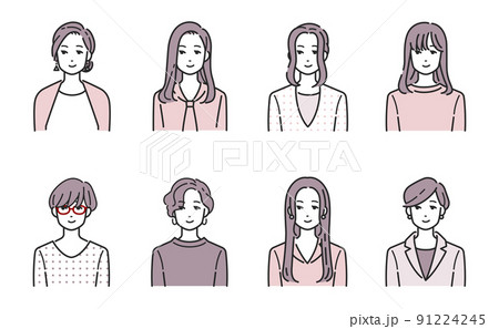大学生・ビジネスウーマン・ママ・女性のイラスト_微笑みSR 91224245