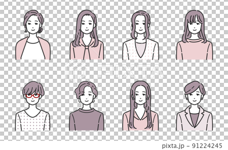 大学生・ビジネスウーマン・ママ・女性のイラスト_微笑みSR 91224245