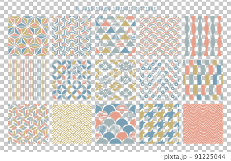 15 kinds of handwritten Japanese pattern seamless patterns 15 kinds of handwritten Japanese pattern seamless patterns 91225044